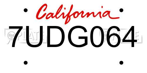7UDG064 California License Plate