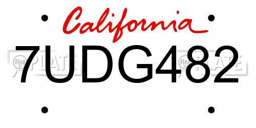 7UDG482 California License Plate