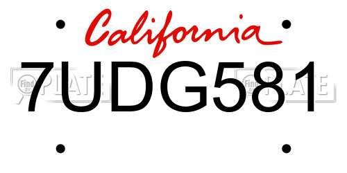 7UDG581 California License Plate