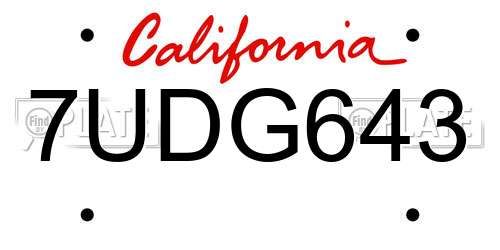 7UDG643 California License Plate