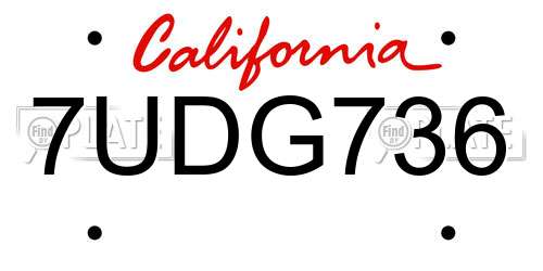 7UDG736 California License Plate