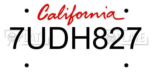 7UDH827 California License Plate