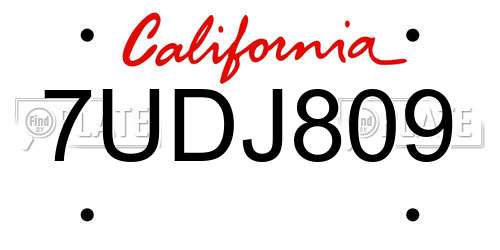 7UDJ809 California License Plate