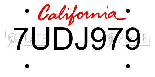7UDJ979 California License Plate