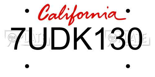 7UDK130 California License Plate