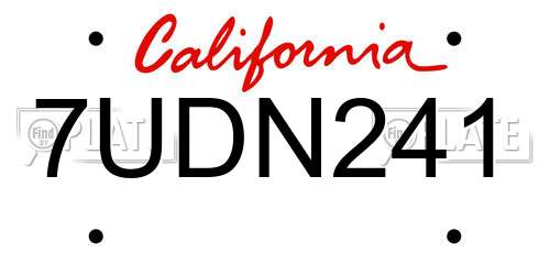 7UDN241 California License Plate