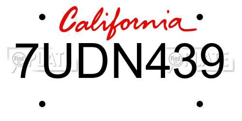7UDN439 California License Plate
