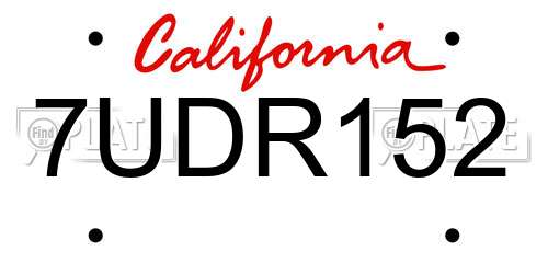 7UDR152 California License Plate