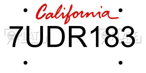 7UDR183 California License Plate