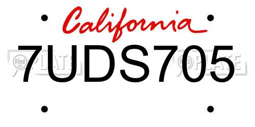 7UDS705 California License Plate