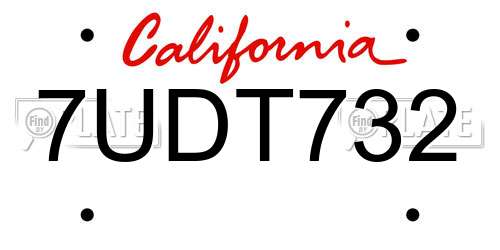 7UDT732 California License Plate