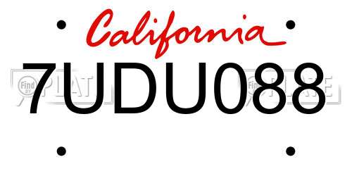 7UDU088 California License Plate