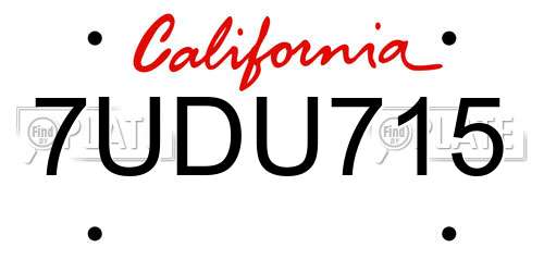 7UDU715 California License Plate