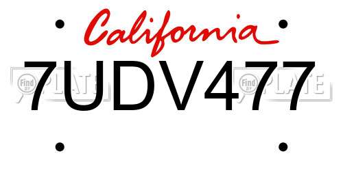 7UDV477 California License Plate