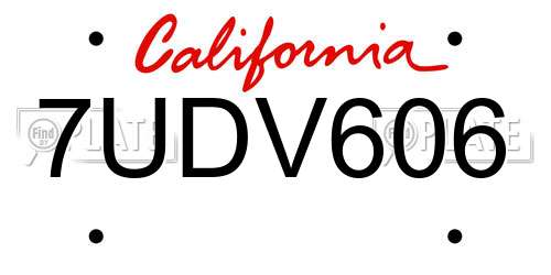 7UDV606 California License Plate