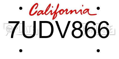7UDV866 California License Plate
