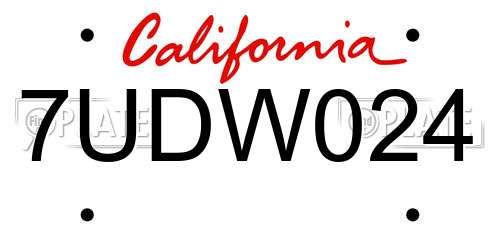 7UDW024 California License Plate