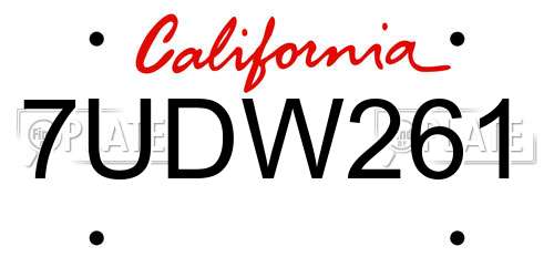 7UDW261 California License Plate