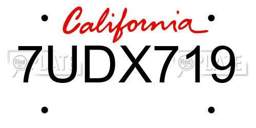 7UDX719 California License Plate