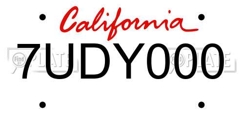 7UDY000 California License Plate