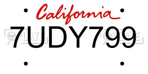 7UDY799 California License Plate