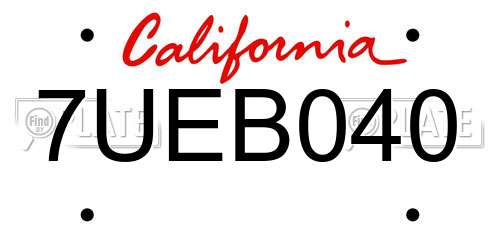 7UEB040 California License Plate