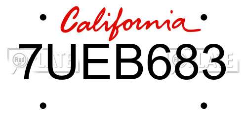7UEB683 California License Plate