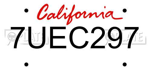 7UEC297 California License Plate
