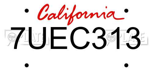 7UEC313 California License Plate