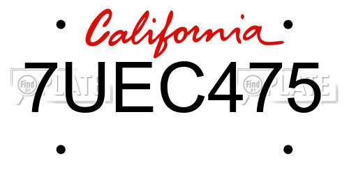 7UEC475 California License Plate