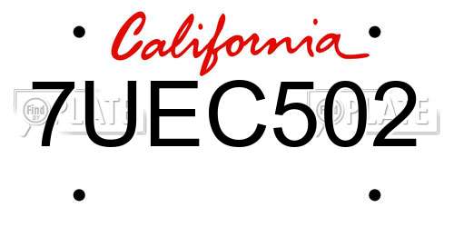 7UEC502 California License Plate