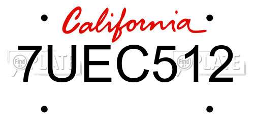 7UEC512 California License Plate