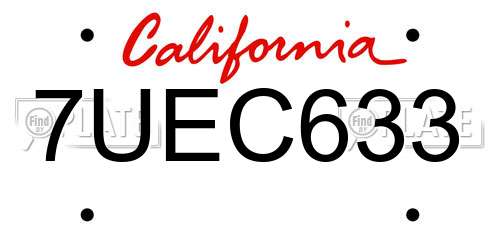 7UEC633 California License Plate