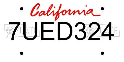 7UED324 California License Plate