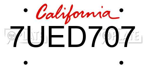 7UED707 California License Plate