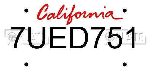 7UED751 California License Plate