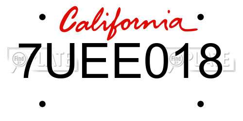7UEE018 California License Plate