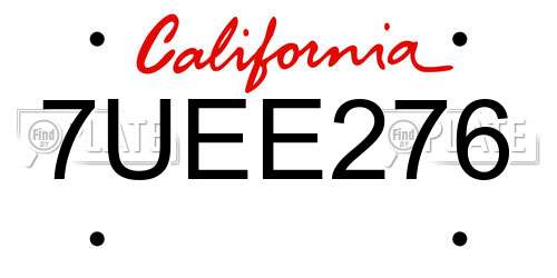 7UEE276 California License Plate