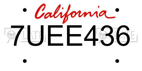 7UEE436 California License Plate