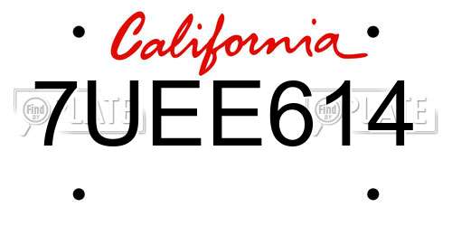 7UEE614 California License Plate