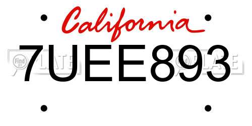 7UEE893 California License Plate