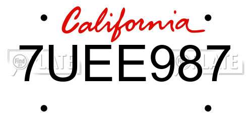 7UEE987 California License Plate