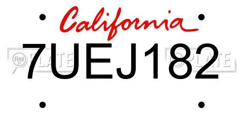 7UEJ182 California License Plate