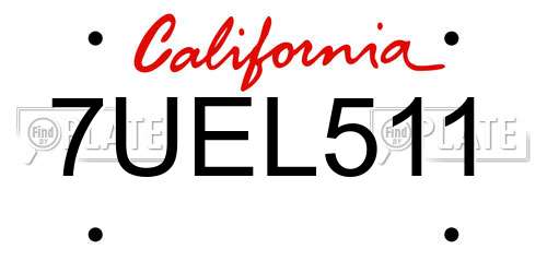 7UEL511 California License Plate