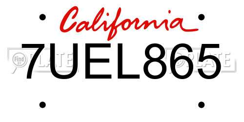 7UEL865 California License Plate