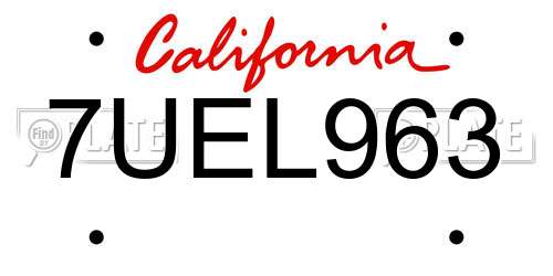 7UEL963 California License Plate