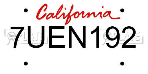 7UEN192 California License Plate