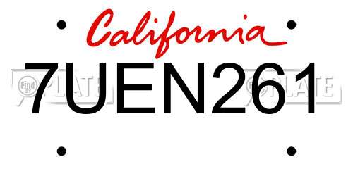 7UEN261 California License Plate