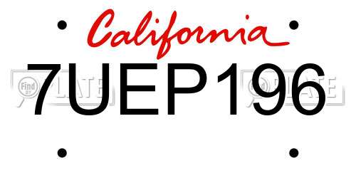 7UEP196 California License Plate