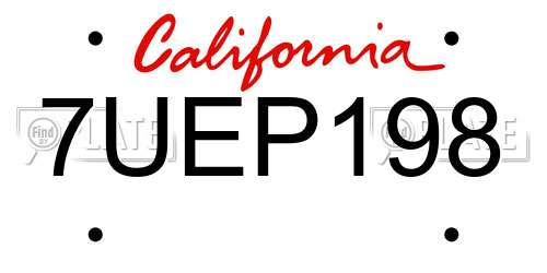 7UEP198 California License Plate